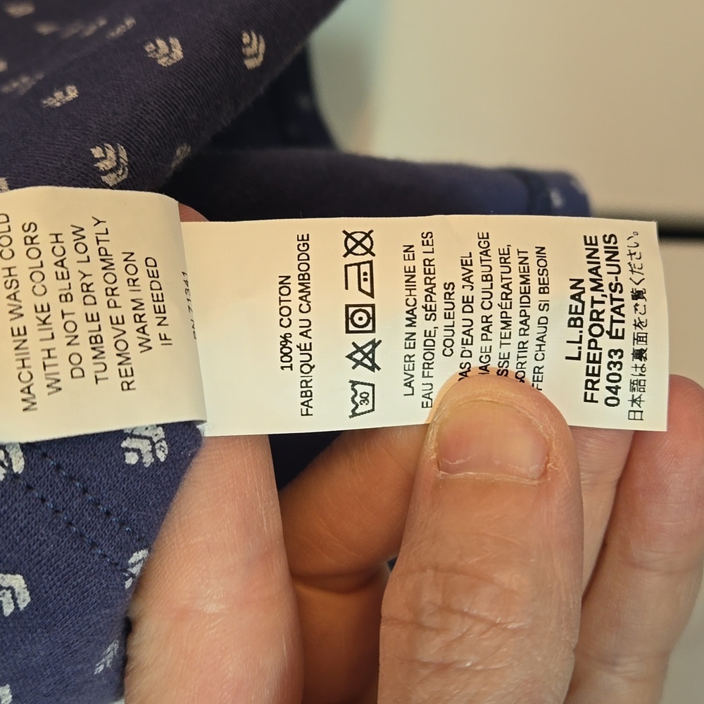 L.L Bean Woman's Large L three Quarter Sleeve Top Shirt Blue White - Picture 7 of 7